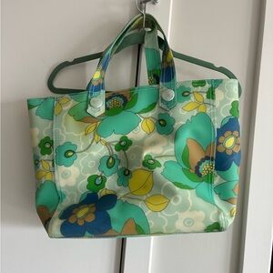 Vintage Gap Floral Tote Bag with Green and Yellow Accents